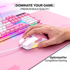 RGB gaming wired mouse with 7-key programmable quick adjustment, ergonomic design, pink light, USB power supply